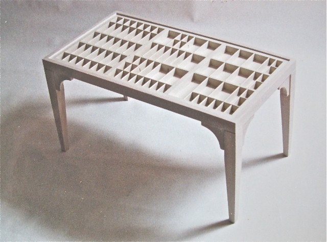 Coffee table made from a printers type tray