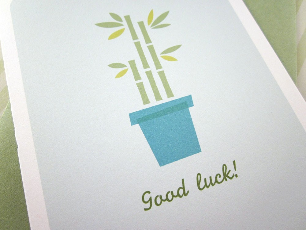 Lucky Bamboo - Good Luck - Handmade Greeting Card