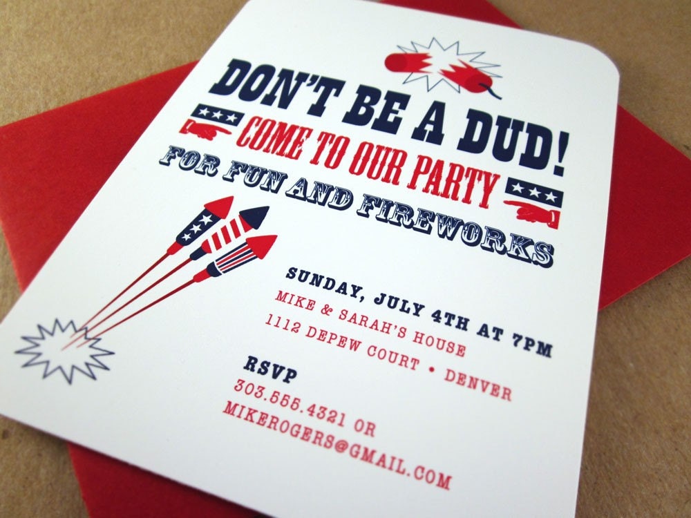 4th of July Party Invitations - Fun and Fireworks - 12PK