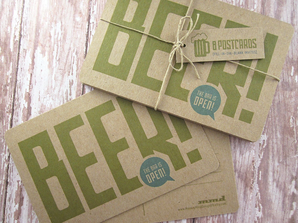 The Bar Is Open - Fill-In-The-Blank Postcard Invitations - 8 Pack