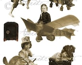 Instand Download Steam Punkers Old Photo Tinprints Steam Punk Steampunk Flying Machines Digital Collage Sheet