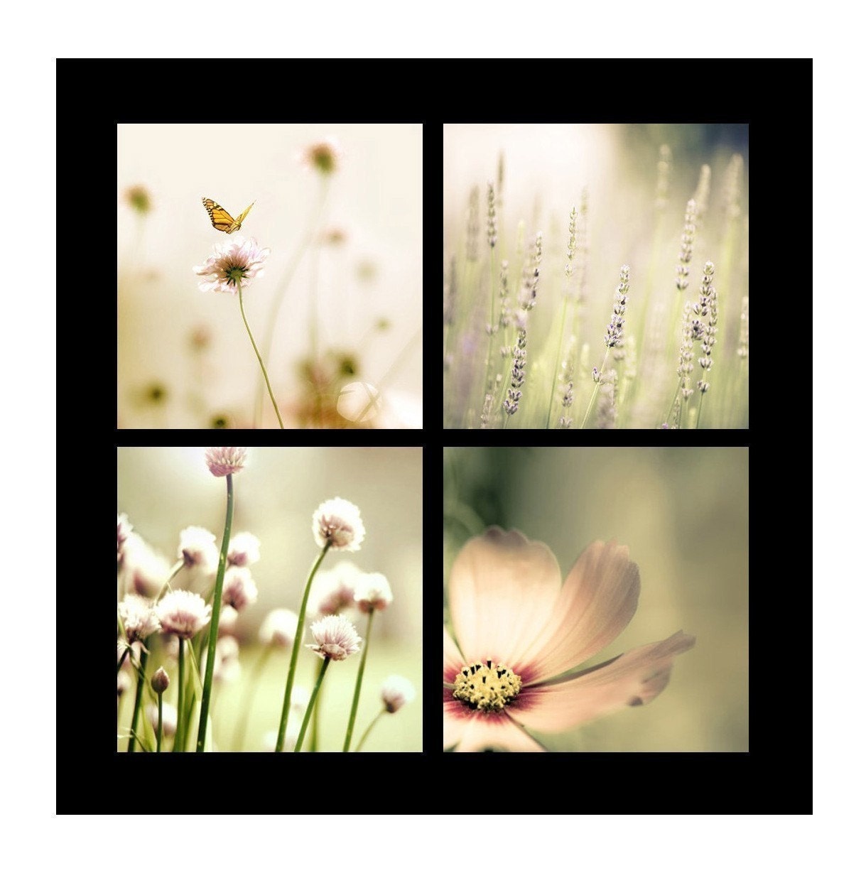Photography gift set of 4 flower photos for Ikea Ribba - Beautiful pastel flowers for Mom, gift Idea for her