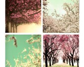 Pretty Photography gift set of 4 5x5 photos for Ribba by Ikea,  nursery decor, cherry blossoms, Pastel, pink