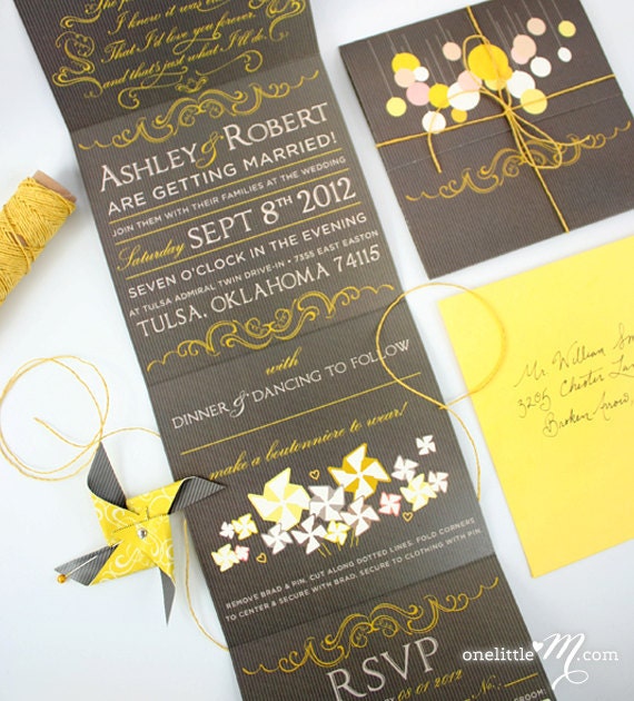 Beaumont Wedding Invitation SAMPLE - with DIY Pinwheels for Guests