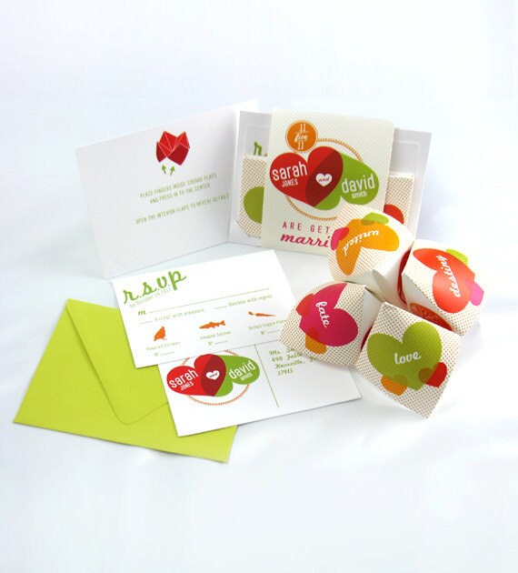 Cootie Catcher Wedding Invitation Suite SAMPLE