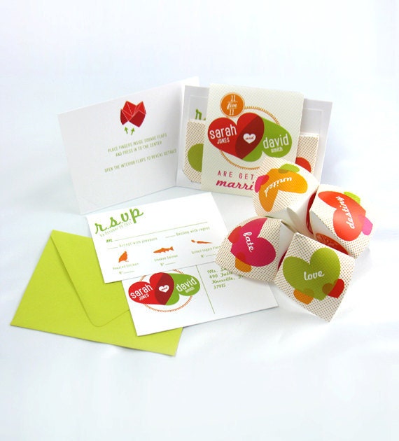 Cootie Catcher Wedding Invitation Suite SAMPLE