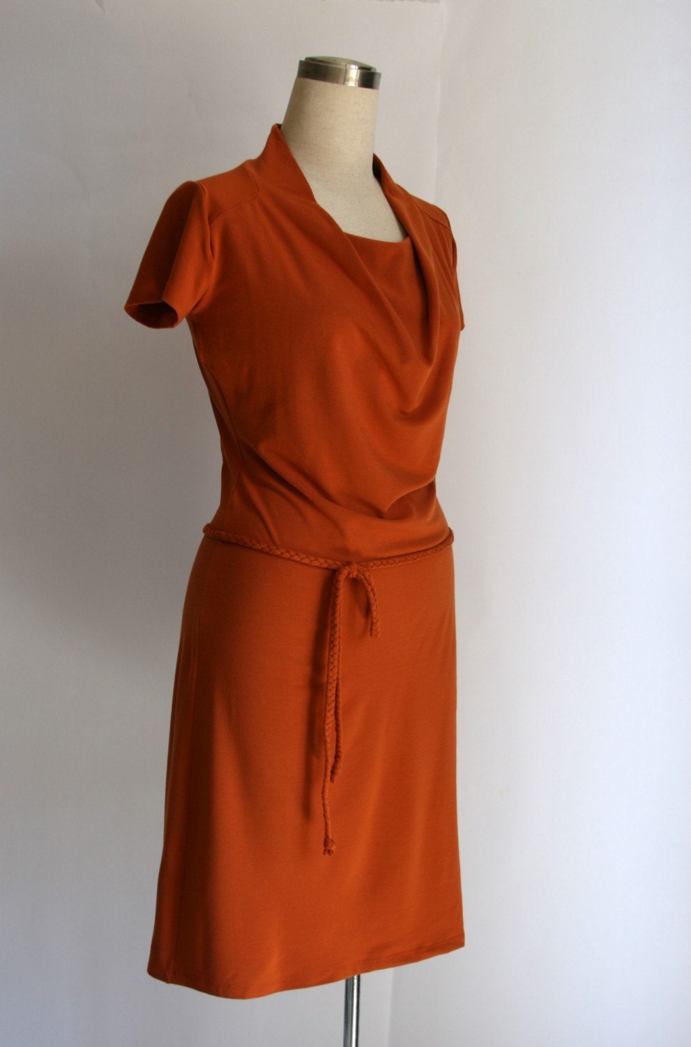 Dress "Zen" elegant handmade dress, simple and romantic dress for spring and summer, cowl neck dress, custom dress,made to measure dress