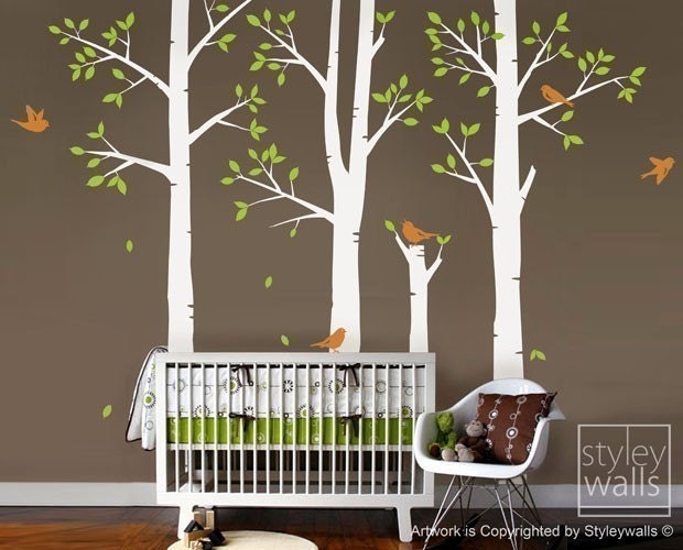 Spring Trees and Birds - Nursery Vinyl Wall Decal