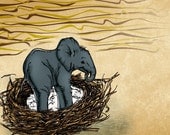8x10 illustration print: Elephant's Nest (includes mat)