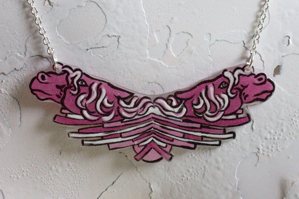 Purple Horse Necklace