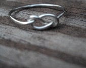18g thick, Infinity knot ring, love knot, celtic knot, handcrafted, artisan, argentium, sterling silver, any size