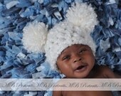 Newborn POM POM Hat -White - Great Photo PROP