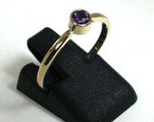 14K Yellow Gold Solitaire Amethyst Ring