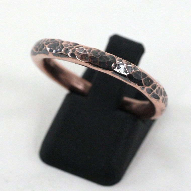 Rustic Oxidized and Hammered Copper Band