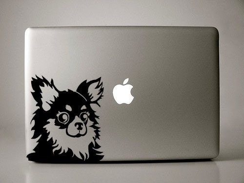 Mexi Long-haired Chihuahua Decal Macbook Laptop
