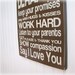 Family Rules Shabby Chic Typography Sign-Chocolate Brown
