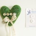 Woodland Needle Felted Mossy Heart Wedding Cake Topper with Love Sign Cream Vintage Typewriter Keys Something Old by Mycherrytree