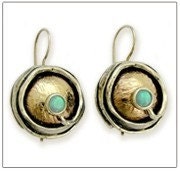 oxidized Sterling silver and yellow gold with blue opal earring gemstones - A place under the sun.