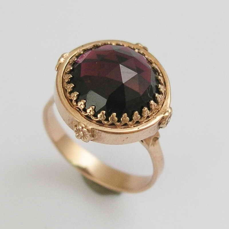 14k Rose gold engagement crown, Victorian ring with a flat coin pearl - Snow white.