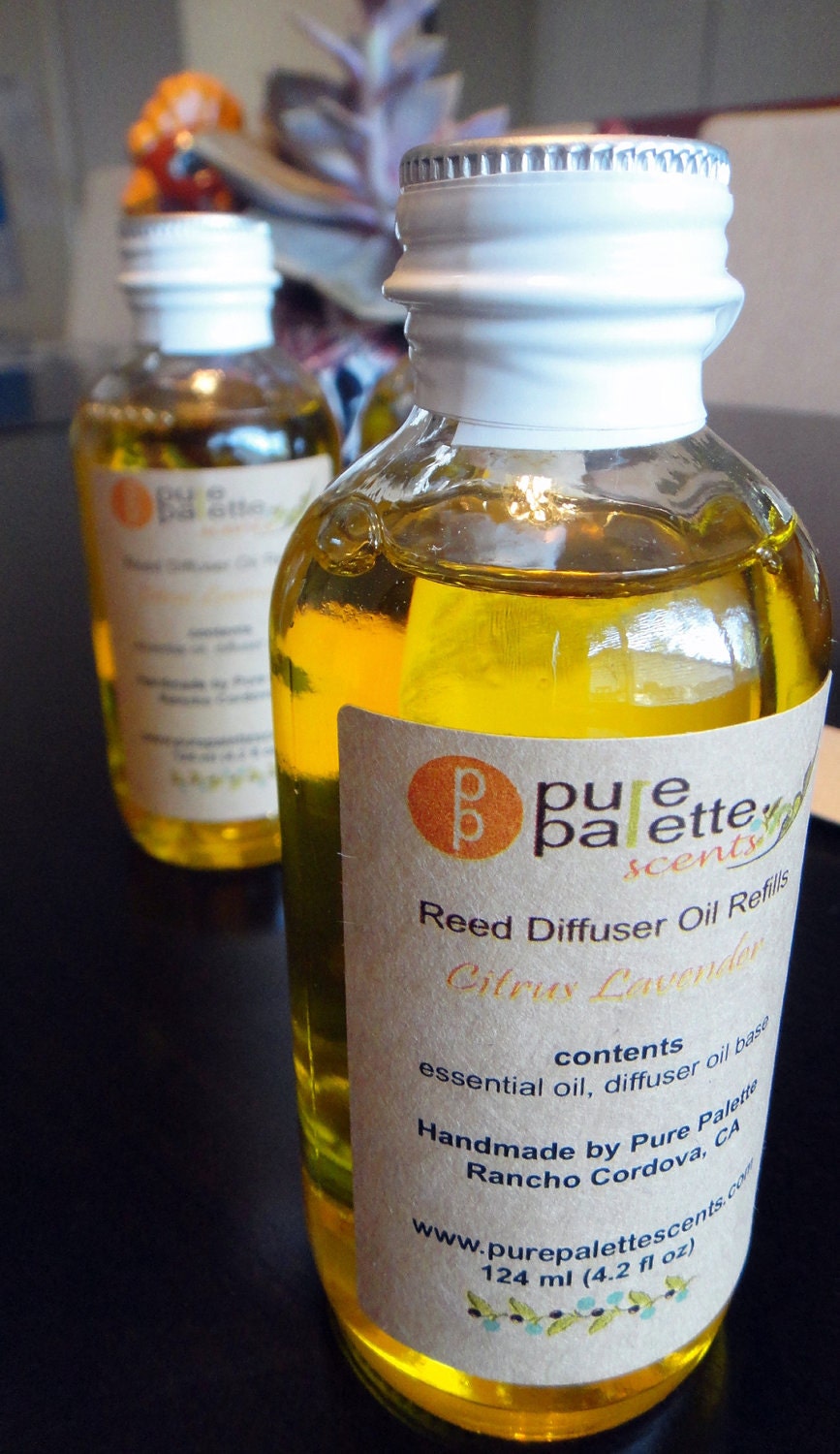 Reed Diffuser Refill: Citrus Lavender Aromatherapy Pure Palette Signature Natural Scented  in Clear Glass
