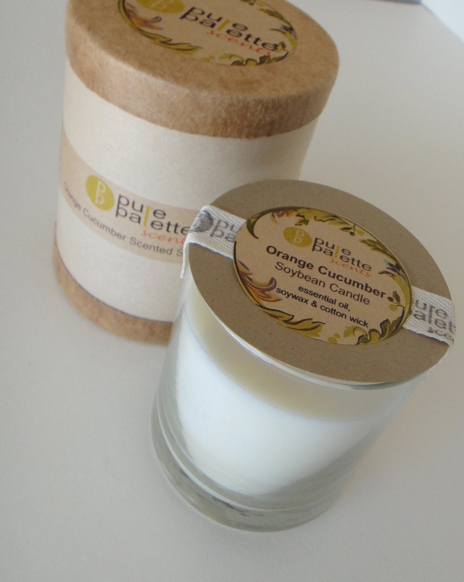 Orange Cucumber Aromatherapy Soy Candle in Tumbler Glass Jar with Gift Box