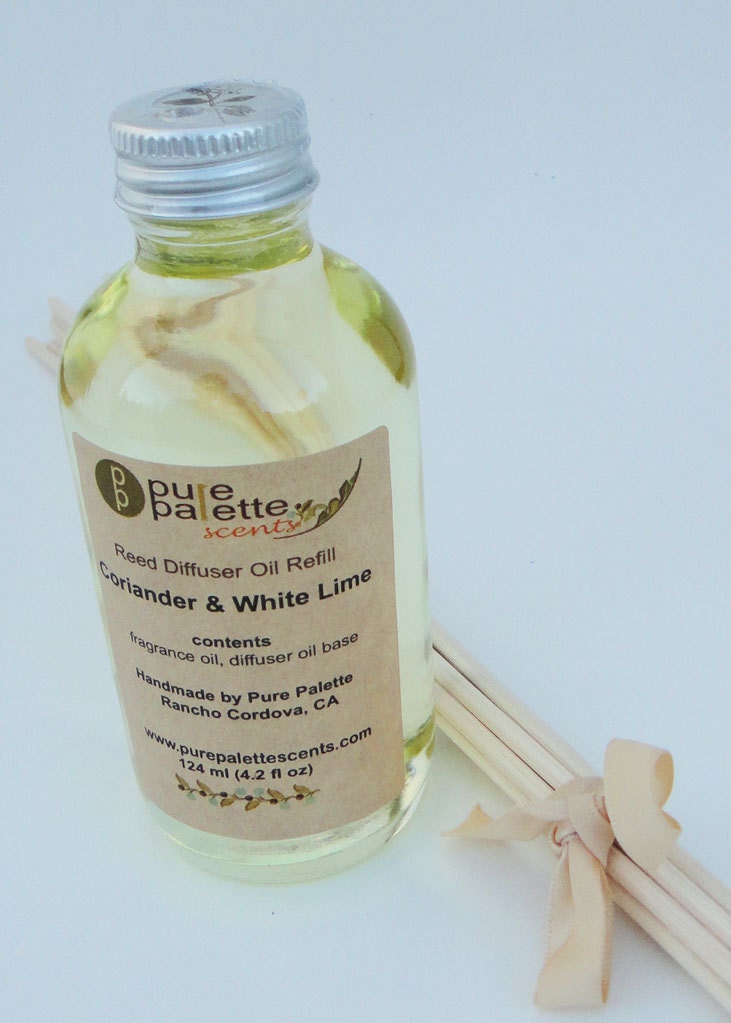Coriander white Lime Reed Diffuser Refill with Undyed Reeds