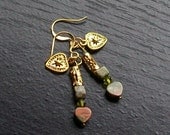 Unakite gemstone heart earrings -Uniquely You- CLEARANCE