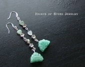 Aventurine Buddha and jade heart gemstone earrings -Heart of Buddha