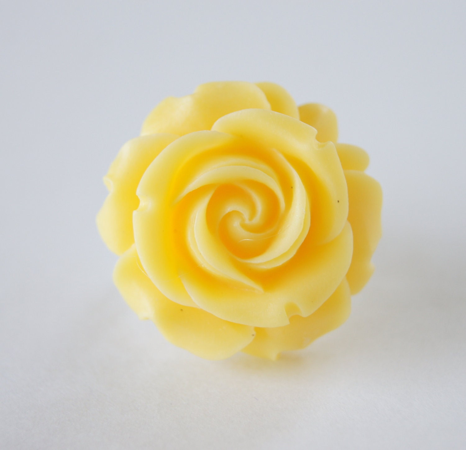 Yellow Resin Rose Flower Silver Metal Ring Vintage Inspired, Bridal Jewelry, Bridesmaids Gifts, Spring Trends