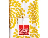 SALE - FAT QUARTER - Protea screen-printed fabric (saffron on white linen / cotton) 63.5cm x 50cm