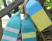 Set of 3 Wooden Buoys 10 inch reclaimed wood. Beach decor. Coastal Decor. made to order