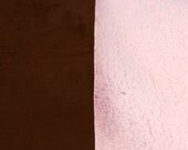 Bonded Suede Cuddle Brown and Baby Pink Fabric 1/2 Yard