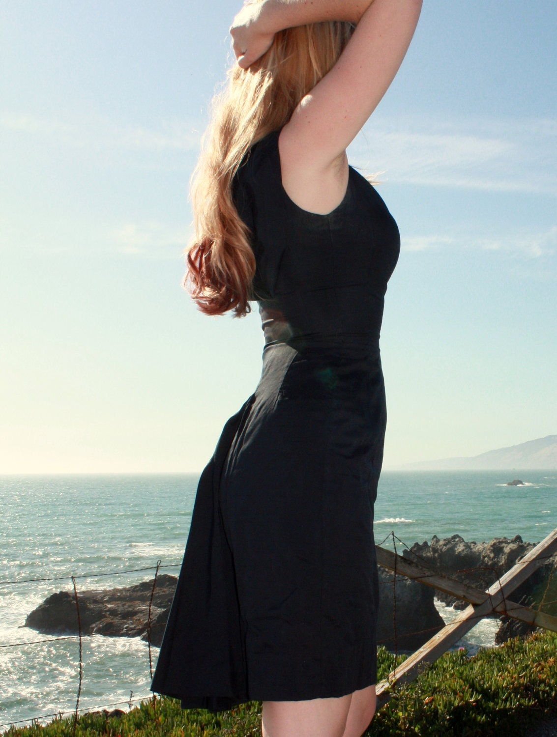 Custom Made for You 1950s Vintage Style Fishtail and Cape Cotton Dress