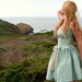 To The Sea Dress 50s Vintage Inspired Custom Sundress in Ocean Green Silk and Ecru Lace Any Size Color and Length