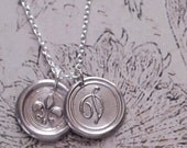 Two Monogrammed Initial Wax Seal Pendants /  FLEUR DE LIS / Graduation/  a b c d e f g h i j k l m n  o p r s t u v w z
