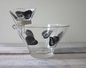 Glass Chip and Dip Set with Painted Black Petals