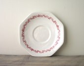 White Ironstone Plate Suacer with Red Floral Trim J & G Meakin