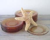 Depression Glass Plates in Tangerine Orange Amber Instant Collection 19 Pieces