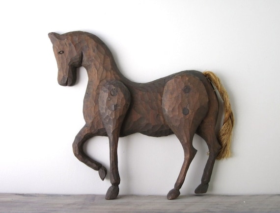 Brown Wood Horse Wall Hanging