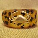 SALE Tortoise Shell Bangle with Gold Crab - Large and Beautiful Bracelet