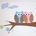 Baby Nursery Art Decor, Kids Wall Art, Children's Room Decor, Baby, Owls, Brothers and Sisters, 8x10 Art Print