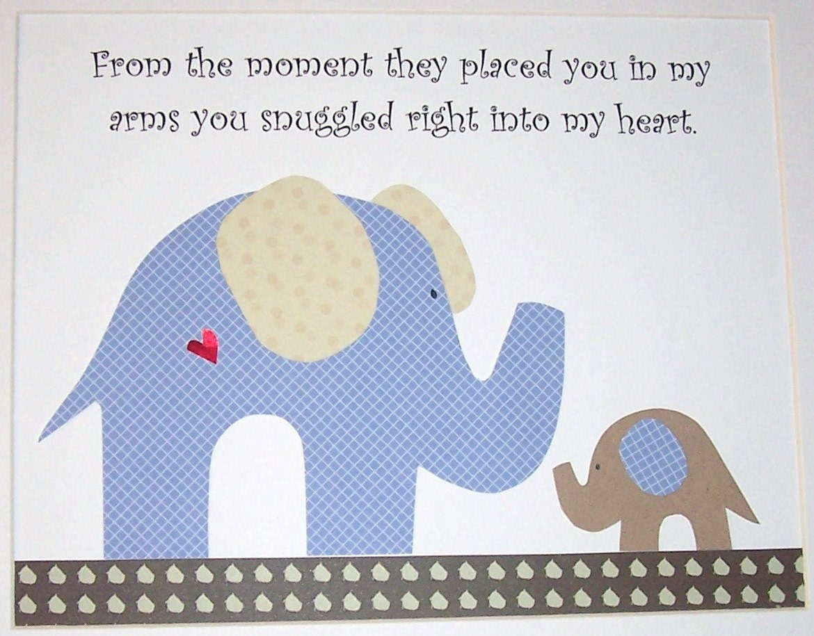 Kids Wall Art, Baby Boy Room Decor, Nursery Decor, Children's Art, Elephant, Quote, From the moment.., 8x10 Print