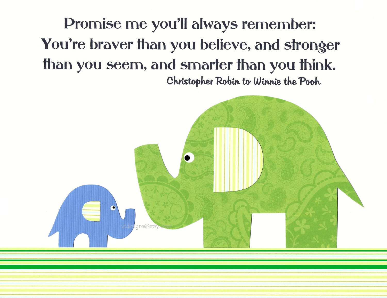 Kids Wall Art, Children's Room Decor, Nursery Decor, Little Boys Art, Giraffe, Elephant, Green, Blue, March of the Zoo Animals, 8x10 Print