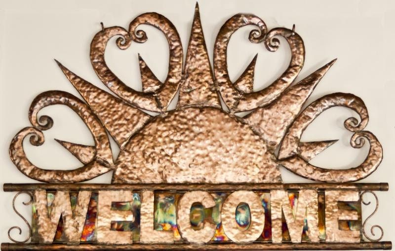 Custom Copper Sun Welcome Sign