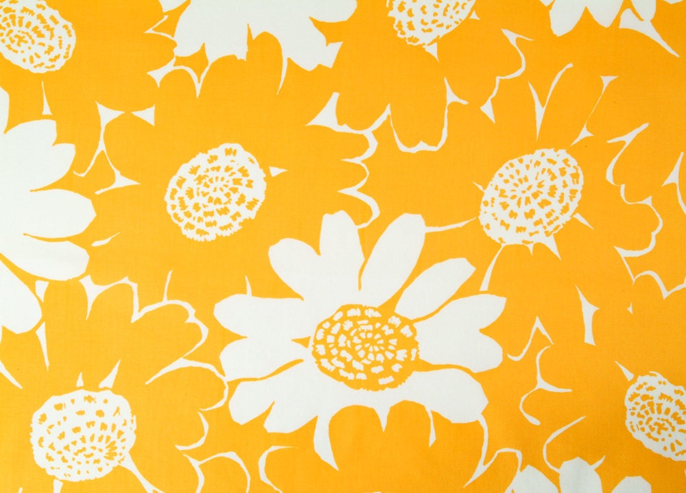 1960's MOD Orange Floral Cotton Fabric - 3 Yards