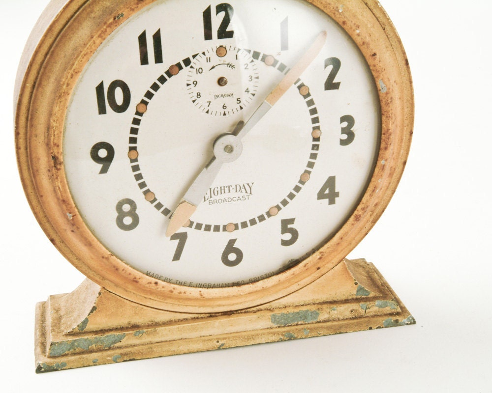 Vintage Ingraham Eight Day Broadcast Alarm Clock