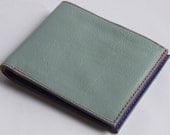 Eggshell leather wallet with blue inner and bright red lining