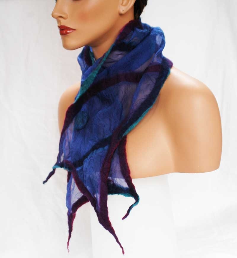 Indigo Flow Neckscape - silk scarf