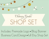 Full Etsy Shop Set, Premade Logo Design, Blog Header, Etsy Banner, Avatar, Reserved Listing and Business Card Design