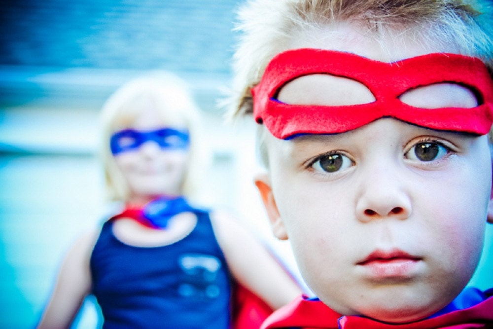 Super Hero MASK  birthday gift-  Match your Pip and Bean Custom Super Hero Cape Costume gift